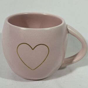 RAE DUNN ARTISAN COLLECTION CUP BY MAGENTA W/GOLD HEART‎ ACCENT PINK PREOWNED